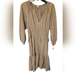 Calvin Klein Tan Color Long Sleeve Midi Dress Women's Size 4 NWT